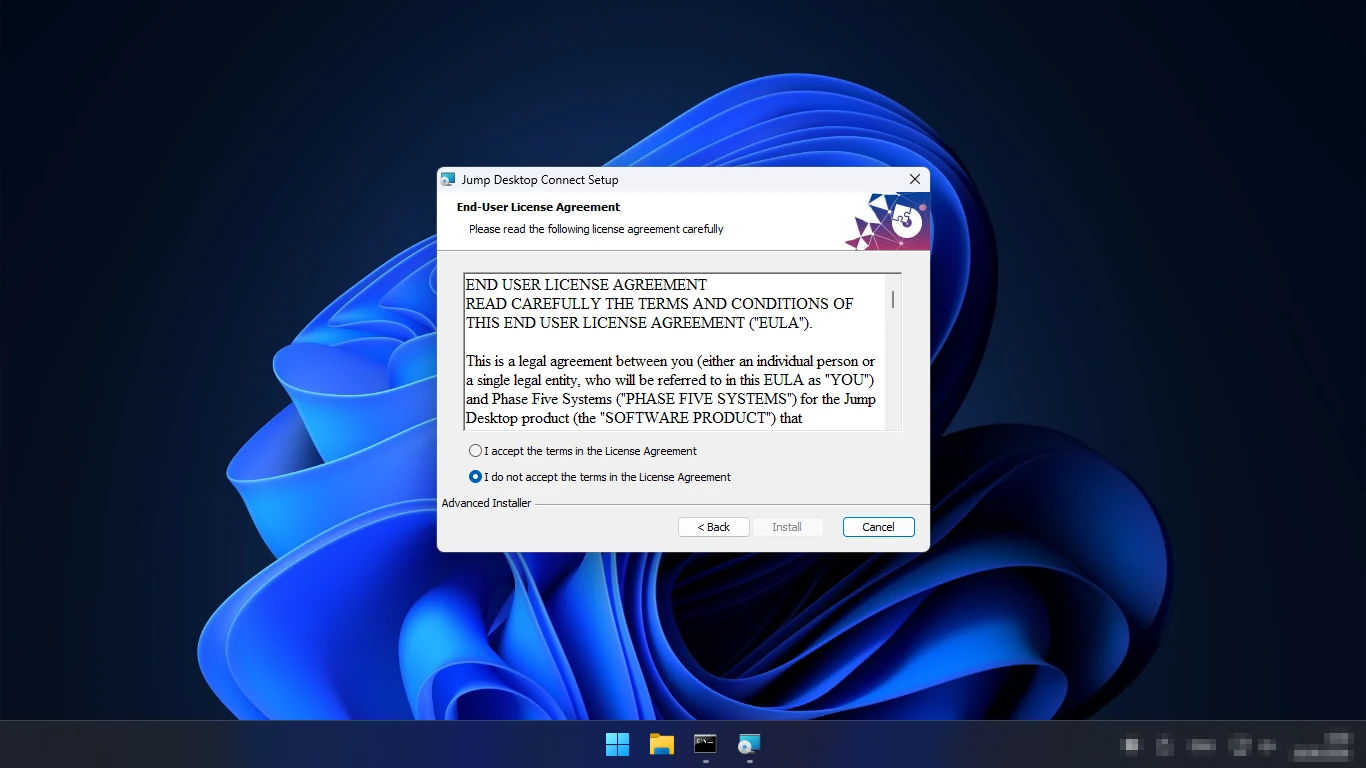 как установить Jump Desktop Connect — лицензионное соглашение в установщике