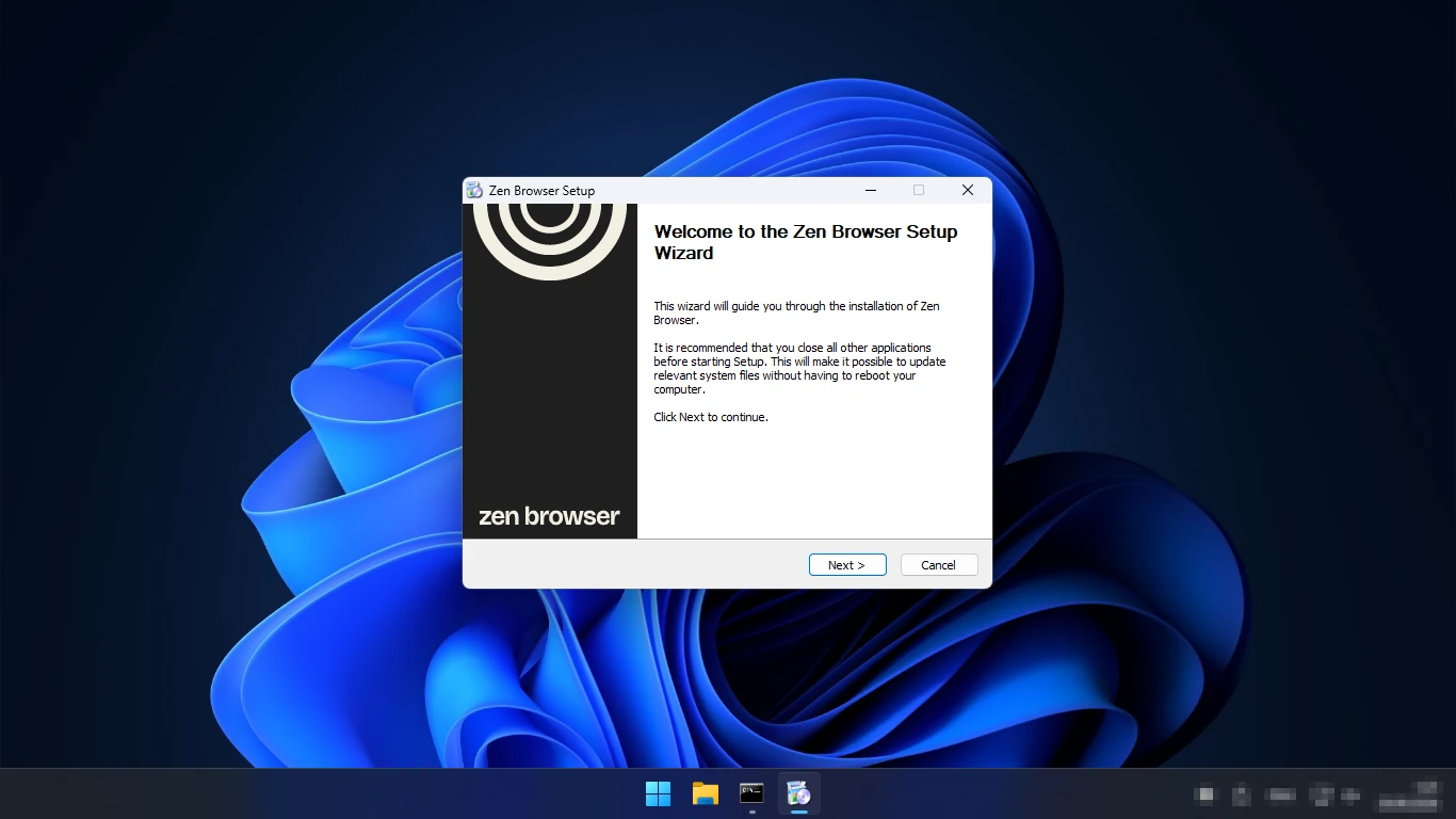 Установка Zen Browser — мастер установки для Windows