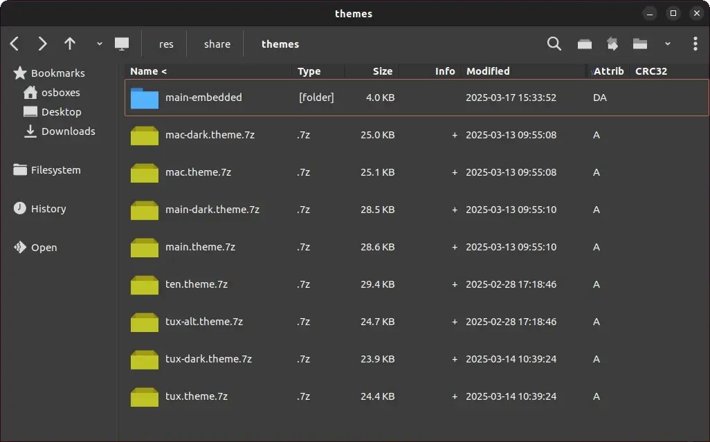 Темы | Настройка стиля графического интерфейса PeaZip
