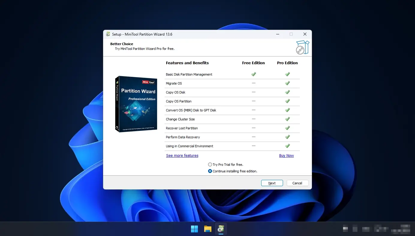 установка MiniTool Partition Wizard пошагово